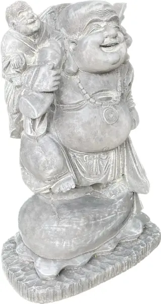 Artikelbild 4 des Artikels “Sammo - Chinesischer Buddha, stehend mit Buddha auf der Schulter, 55 cm H | Steinguss “